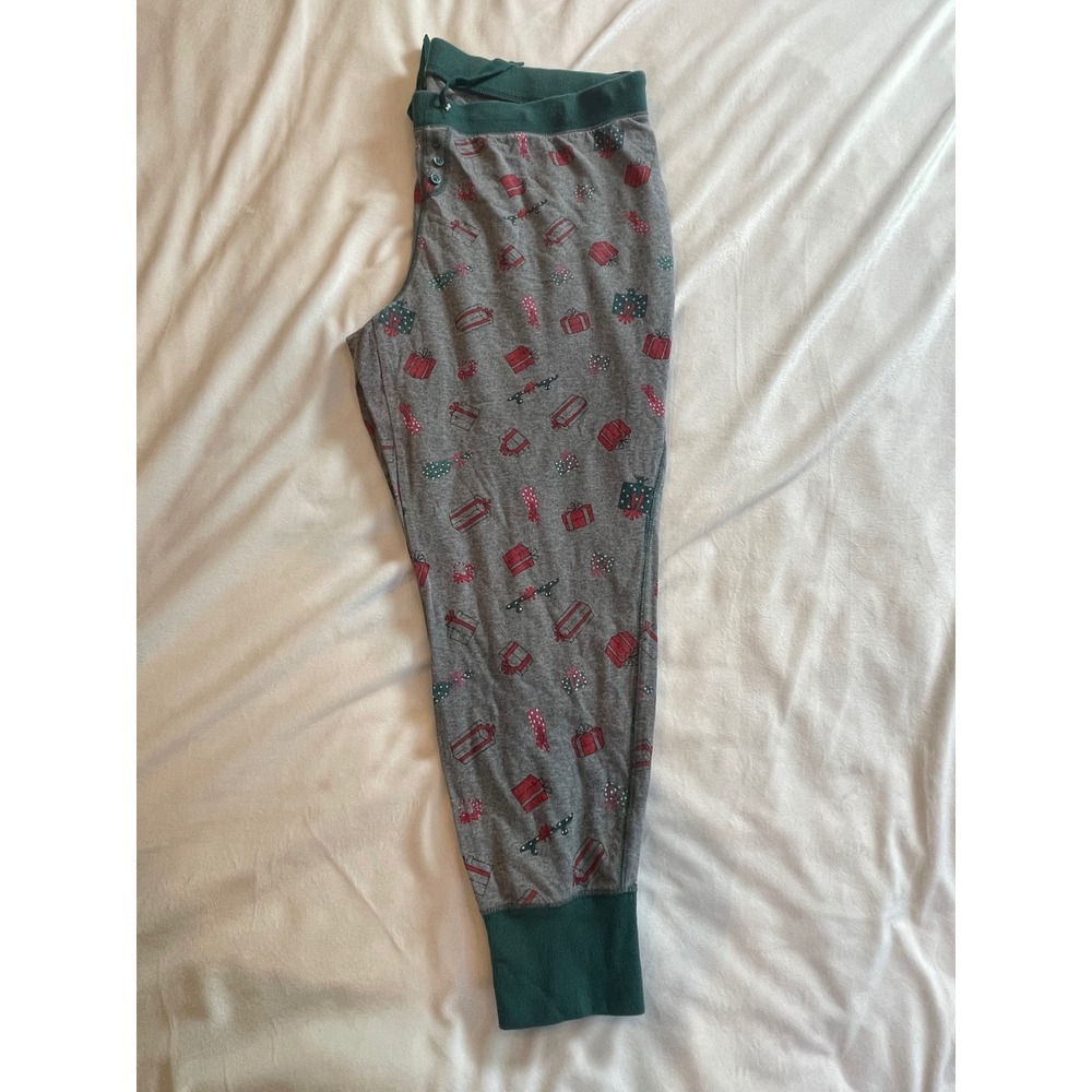 Torrid Sleep Women 3 Christmas Holiday Gift Print Pajama Jogger Pants Grey Green - Picture 9 of 10